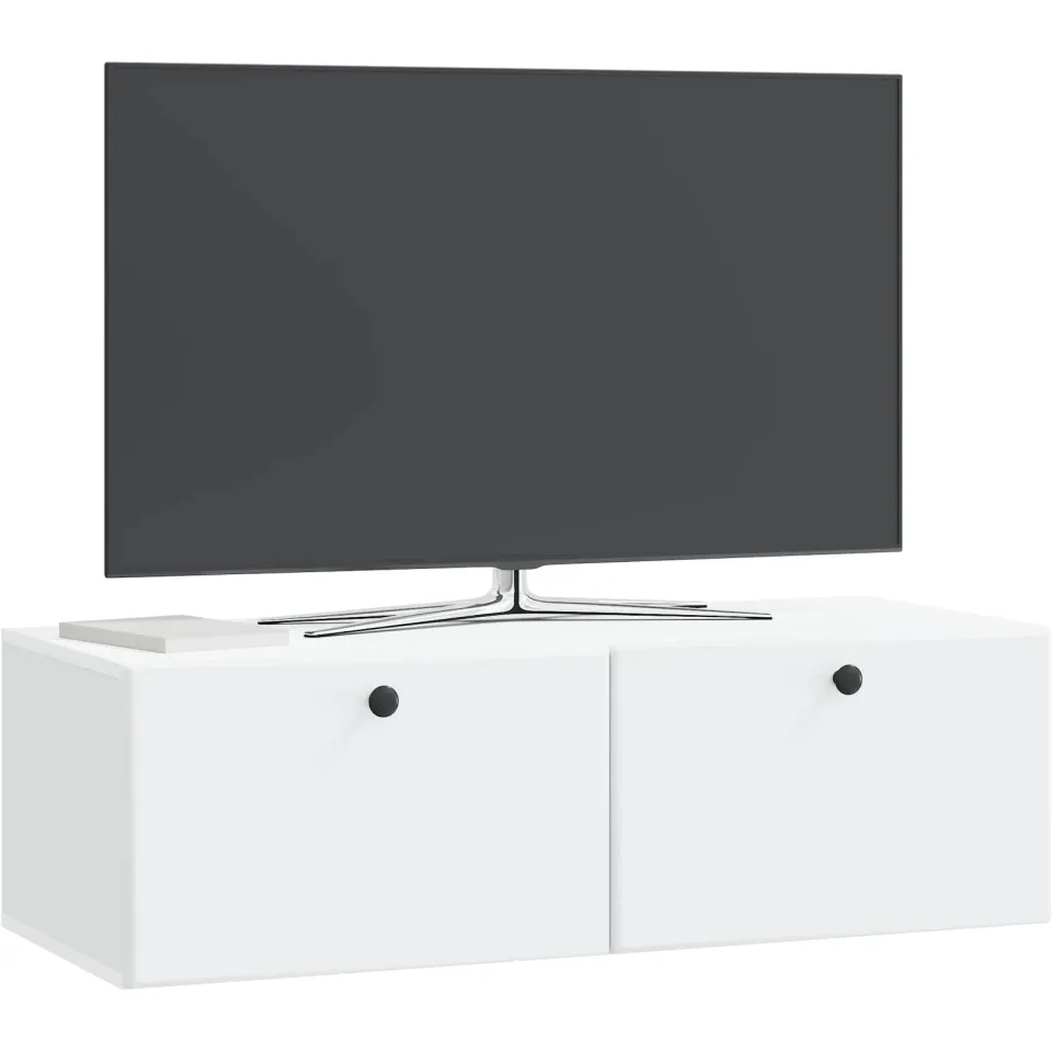 vidaXL Wandbeugel TV-kast 98 x 41 x 30 cm Wit Bewerkt hout