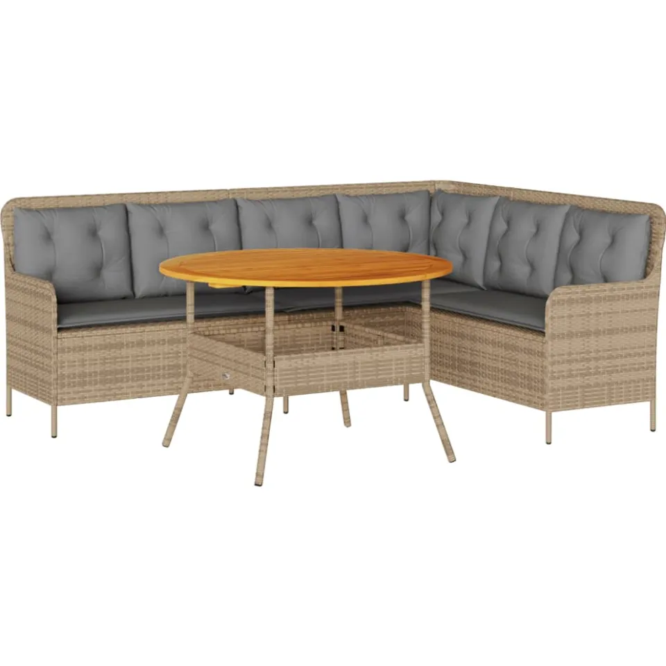 vidaXL 2-delige Loungeset met kussens poly rattan beige, foto 3