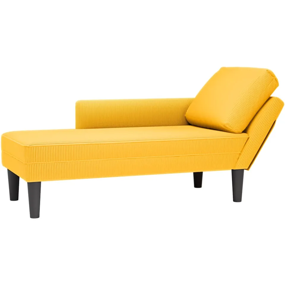 vidaXL Chaise longue met kussen corduroy stof lichtgeel