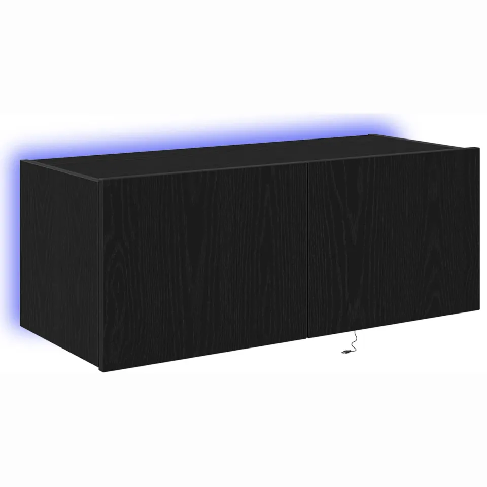 vidaXL TV Wandkast 80 x 35 x 31 cm Zwart Eiken Bewerkt hout