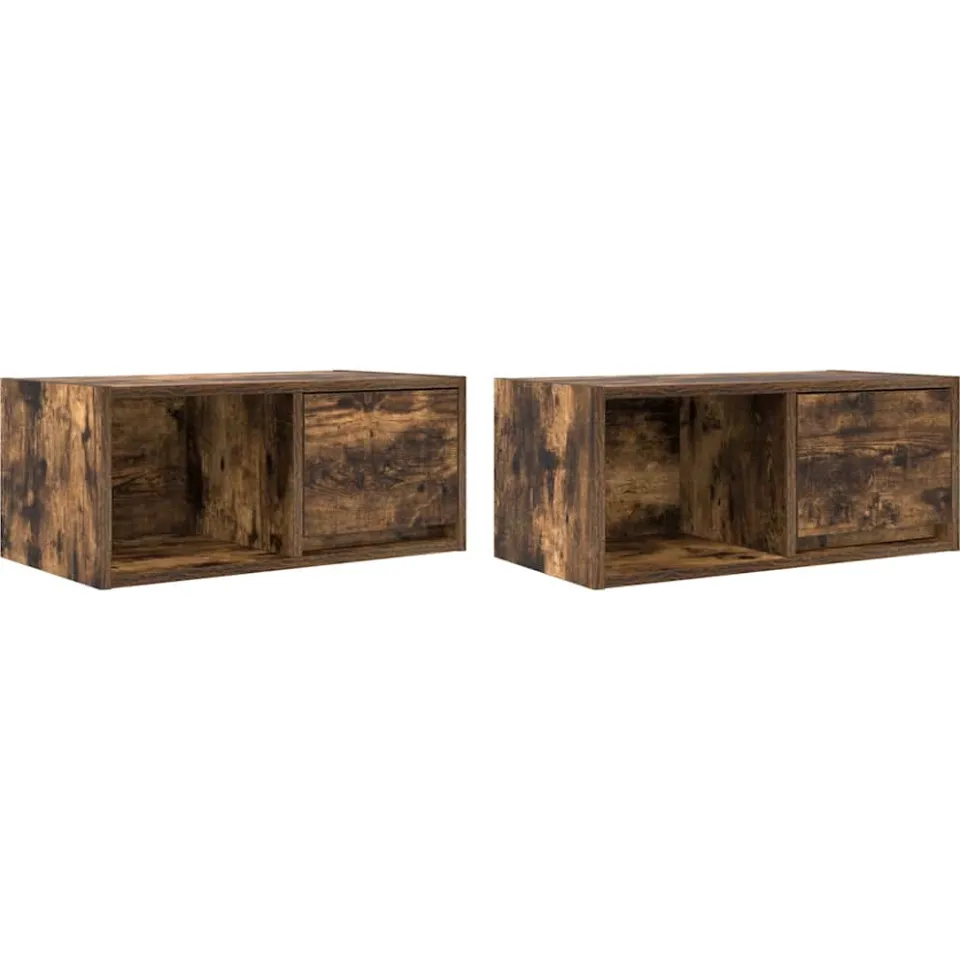 vidaXL Tv-meubelen 2 st 60x31x25,5 cm bewerkt hout gerookt eikenkleur Bruin