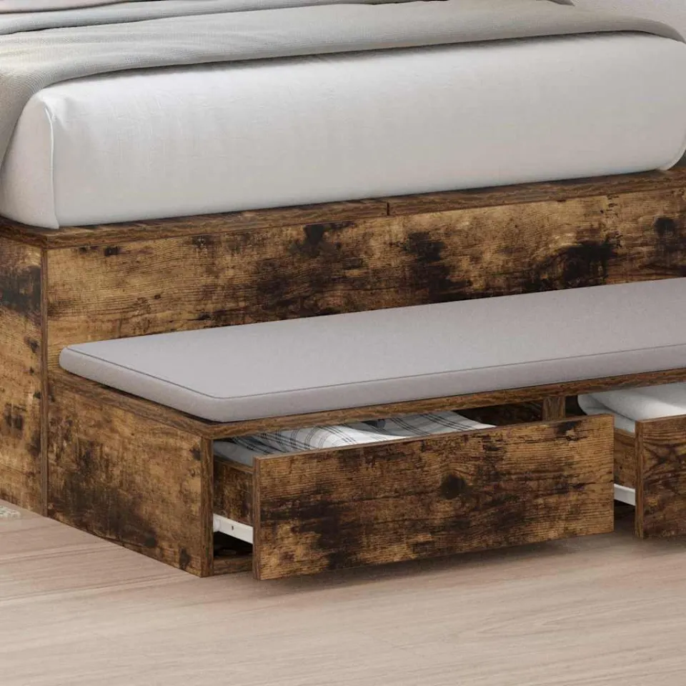 vidaXL Bedlades Gerookt eiken 100 x 36,5 x 16,5 cm Bewerkt hout, foto 3