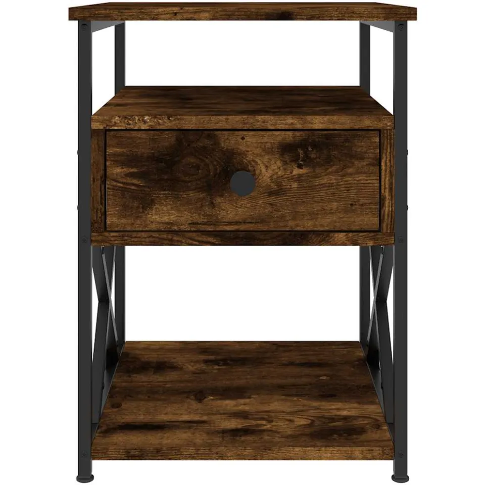 vidaXL Nachtkastje 40x42x55 cm bewerkt hout gerookt eikenkleurig Bruin