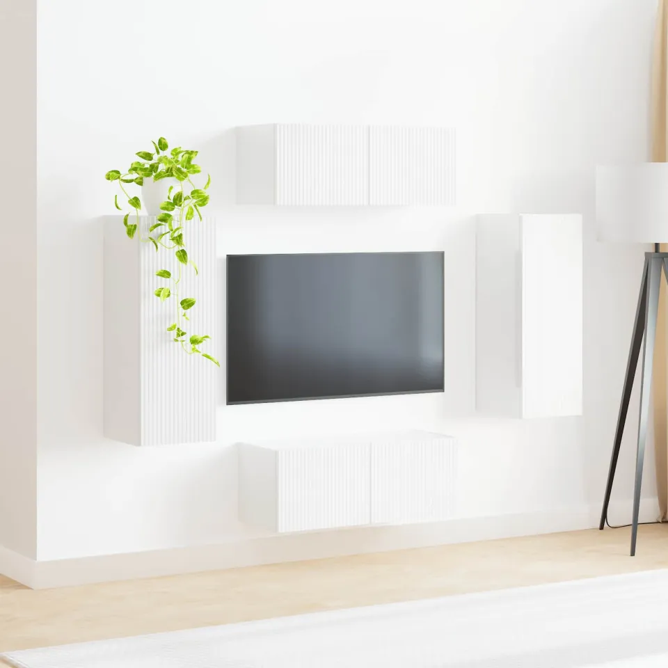 vidaXL TV Wandkast Set 4 st Hoogglans wit Bewerkt hout, foto 4