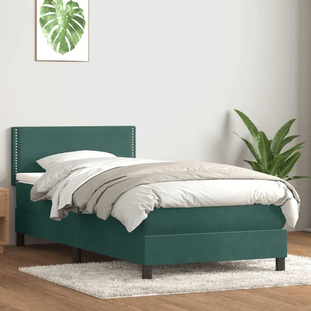 vidaXL Boxspring met matras fluweel donkergroen 80x220 cm groen