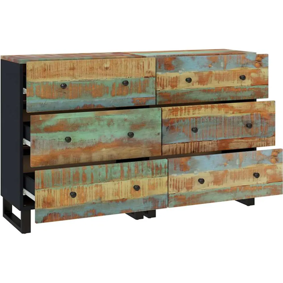 vidaXL Dressoirs 2 st 60x33x75 cm massief gerecycled hout bruin, foto 4