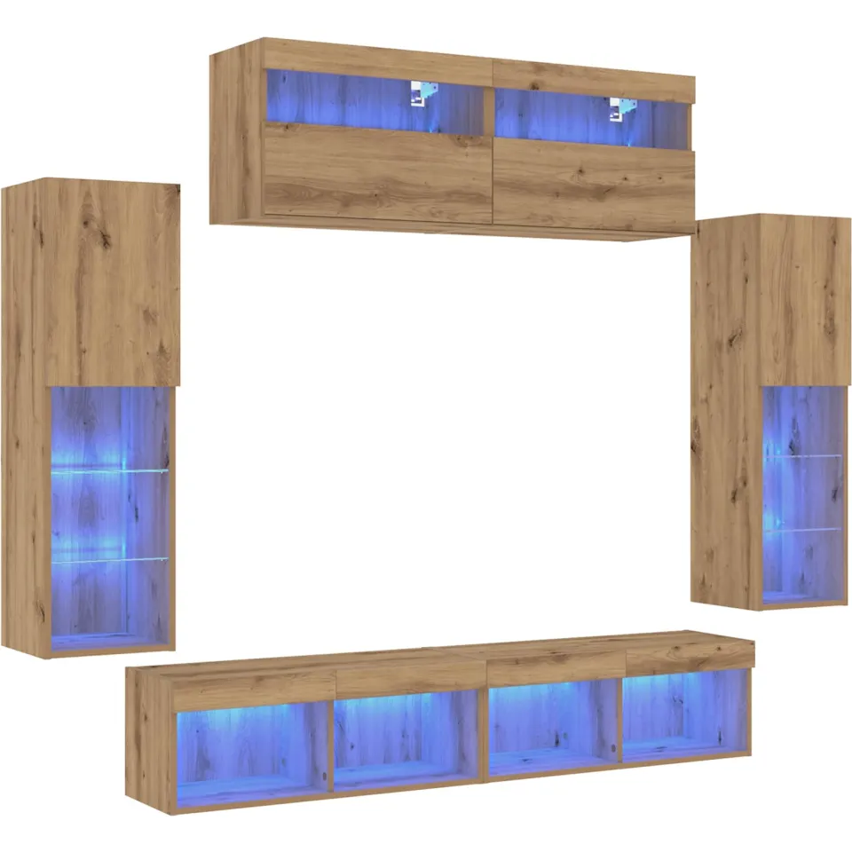 vidaXL Tv-meubelset 6 st 30,5 x 30 x 102 cm artisanaal eikenkleurig Bruin