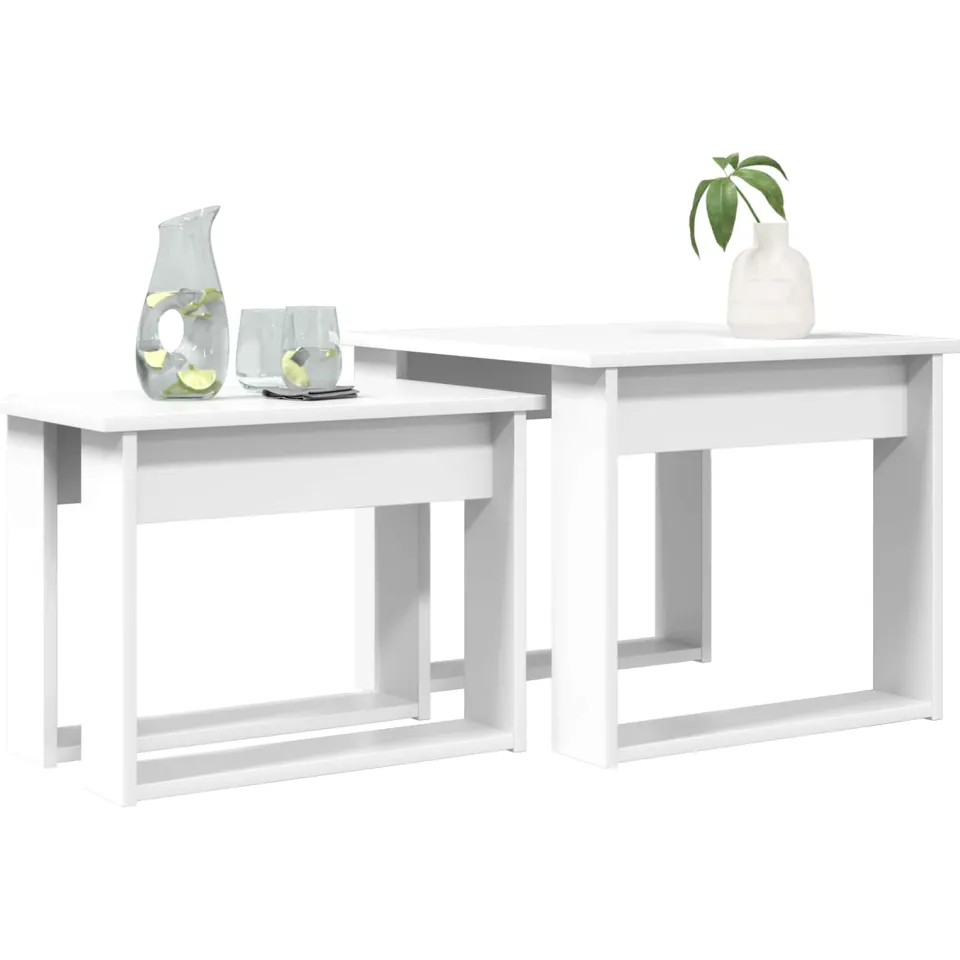 vidaXL Koffietafel Set 2 st Wit 50 x 52 x 42 cm Bewerkt hout, foto 2