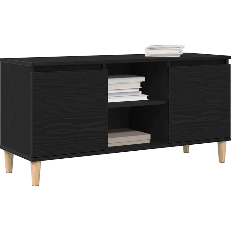vidaXL TV-kast 102 x 35 x 50 cm Zwart Eiken Bewerkt hout