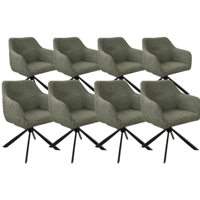 DS4U Seff armstoel met terugdraaifunctie - Set van 8 - Groen - Stof