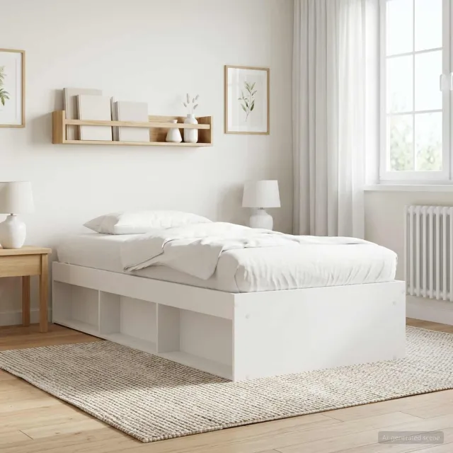 vidaXL Bedframe met opslag met plank Wit 80 x 200 cm Bewerkt hout