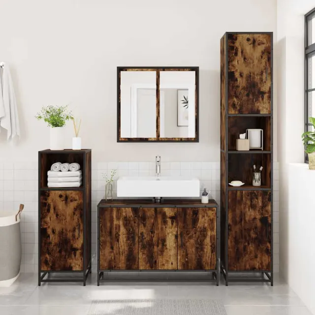 vidaXL Wastafelkast 90x33x60 cm bewerkt hout gerookt eikenkleurig, foto 2