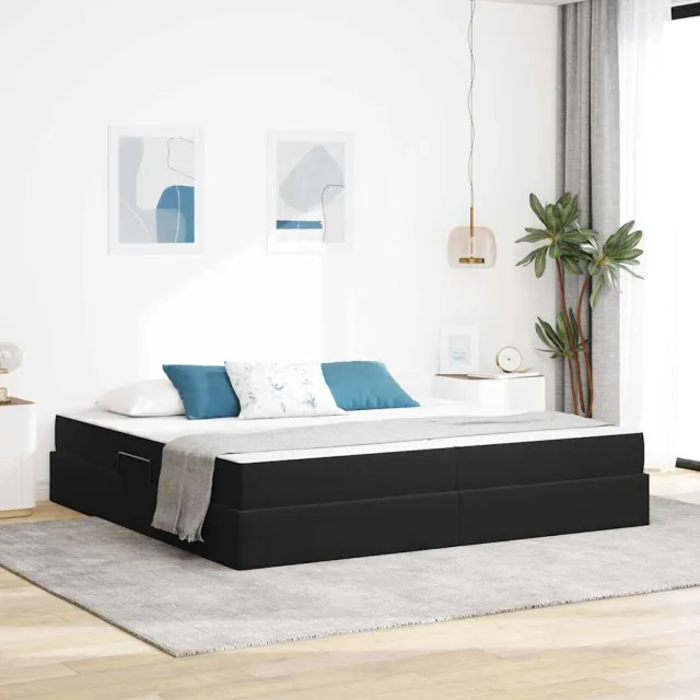 vidaXL Opbergbed met matras met opslag Zwart 200 x 200 cm Fluweel