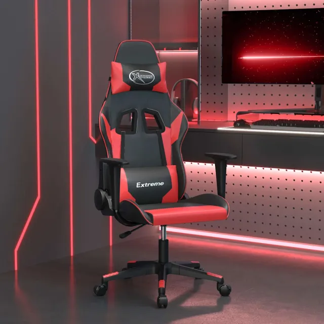 vidaXL Massage gamestoel kunstleer zwart en rood, foto 2