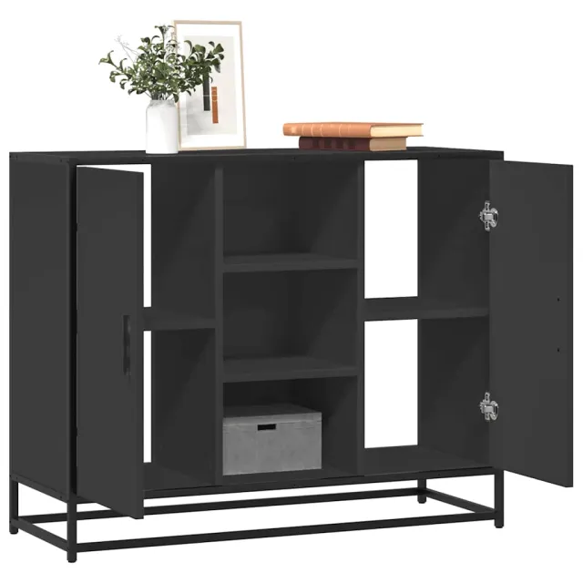 vidaXL Dressoir 92x35x76 cm bewerkt hout zwart