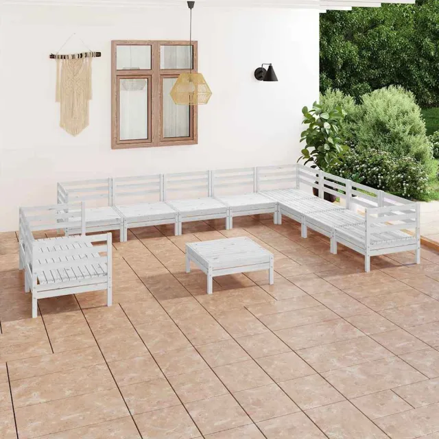 vidaXL 11-delige Loungeset massief grenenhout wit, foto 2
