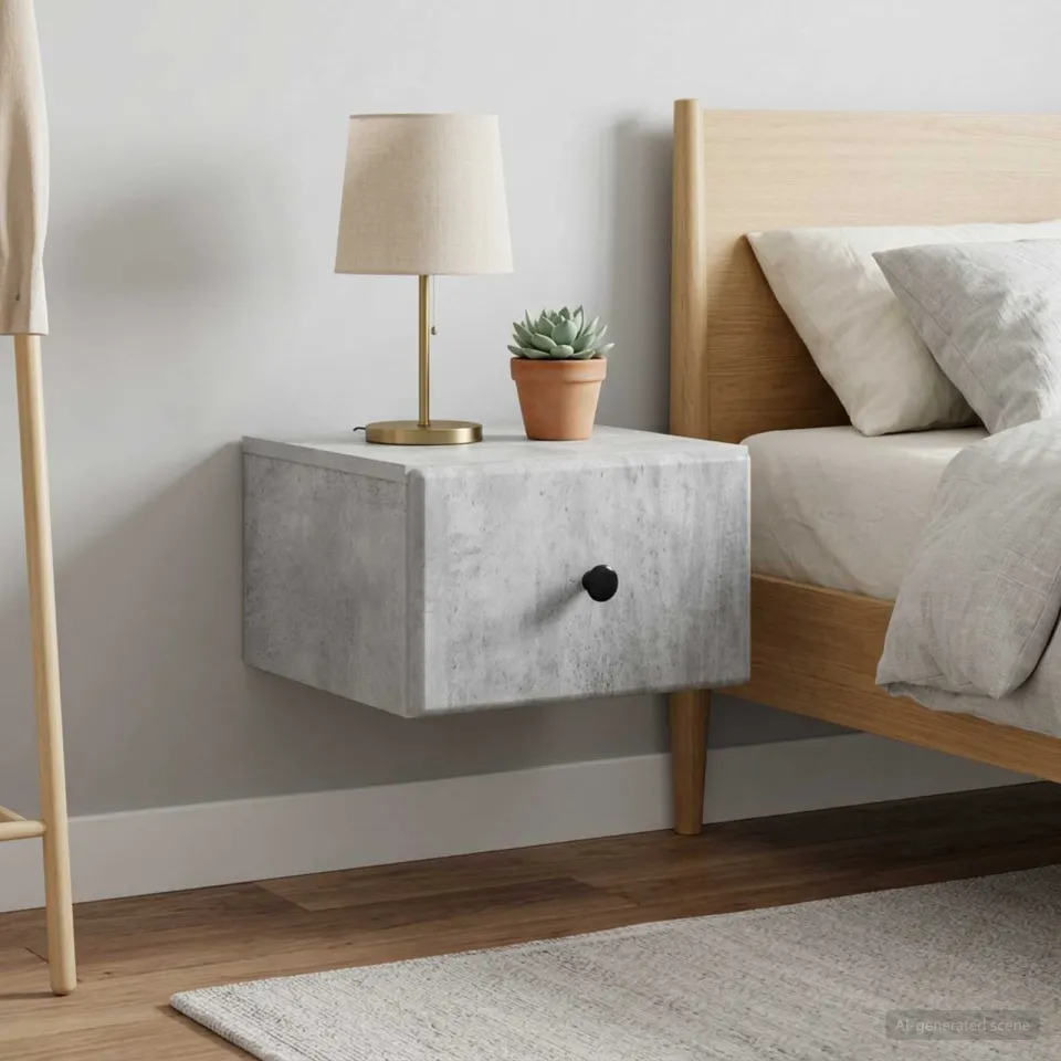 vidaXL Wandbeugel Bedkast 2 st Betongrijs 34,5 x 33 x 20 cm grijs, foto 4