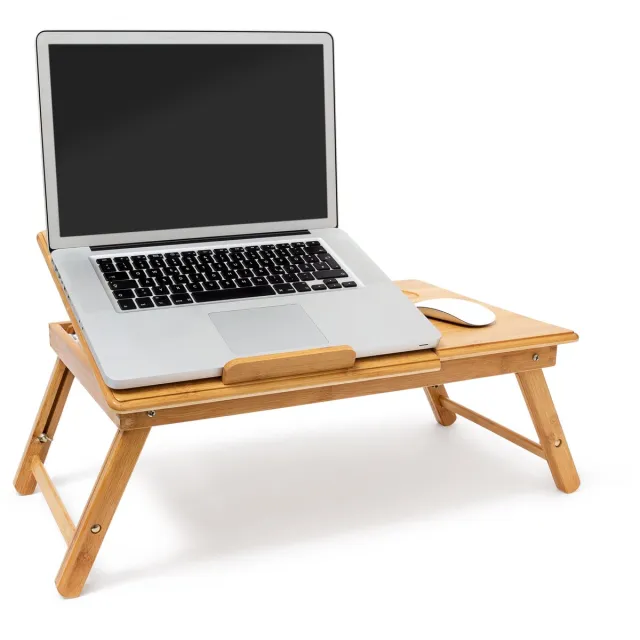 Relaxdays Laptoptafel - verstelbaar - inklapbaar lichtbruin
