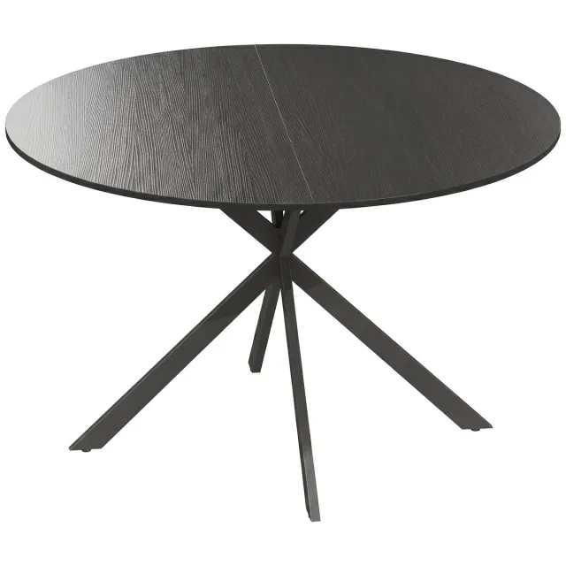 Homona Ronde eettafel - Voor 4 personen - Met stalen frame en verstelbare voetjes - Ø120 x 75 cm - Zwart