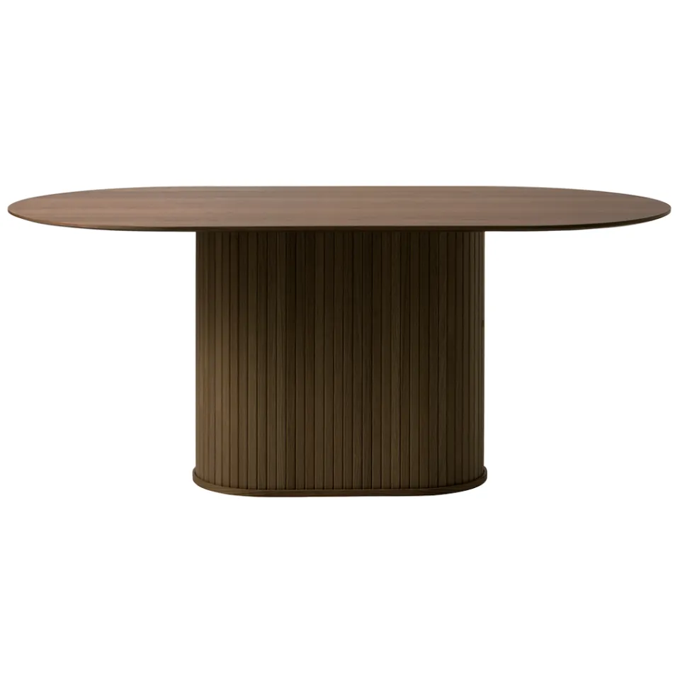 Olivine Lenn houten eettafel ovaal gerookt eiken - 180 x 95 cm Bruin