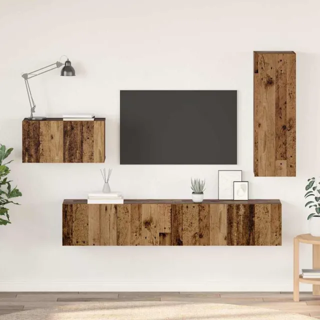 vidaXL Tv-meubelset 4 st 30,5 x 30 x 90 cm Oud Hout bruin, foto 2
