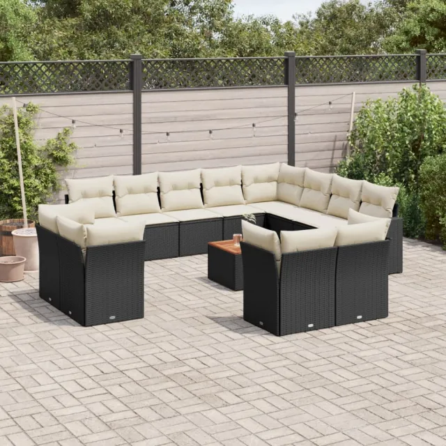 vidaXL 13-delige Loungeset met kussens poly rattan zwart, foto 2