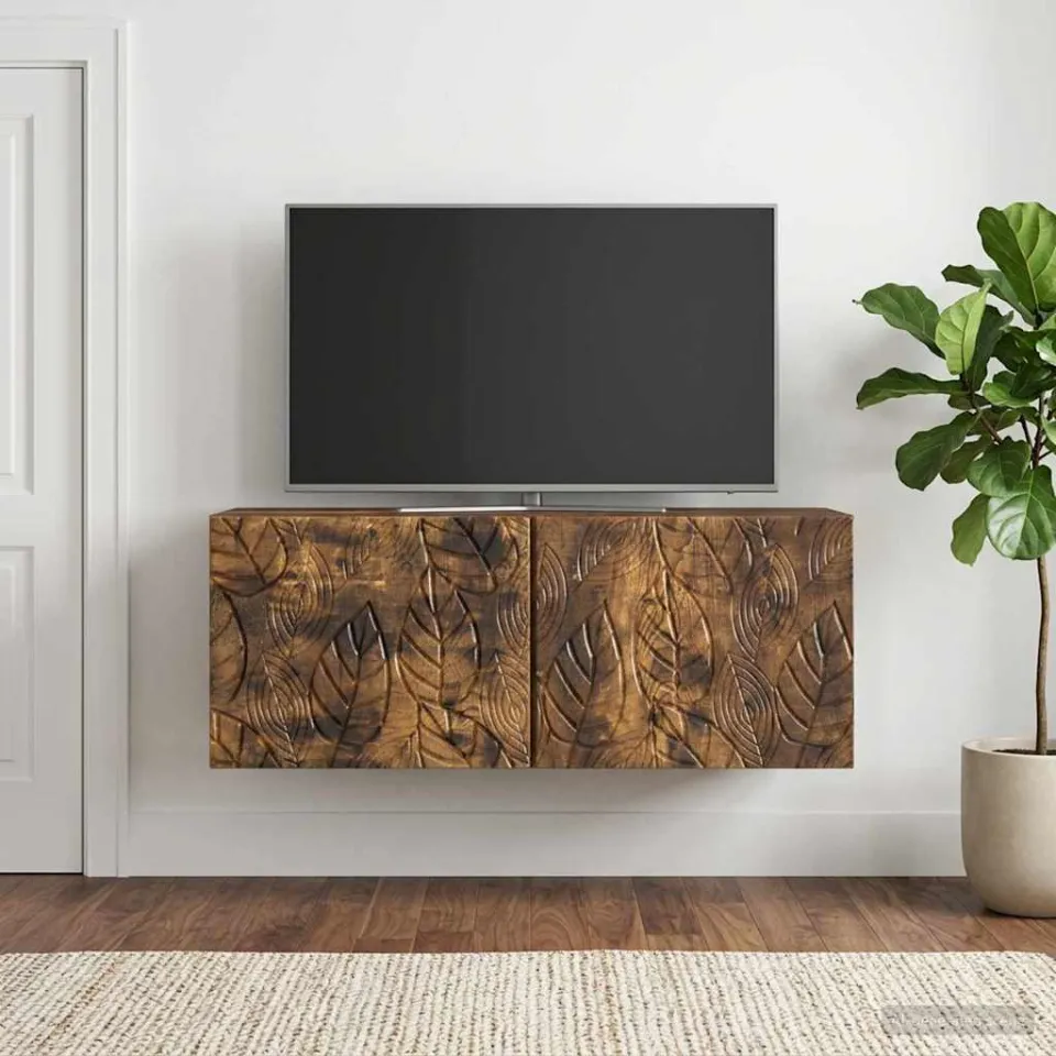 vidaXL Wandbeugel TV-kast 98 x 31 cm Gerookt eiken Bewerkt hout, foto 3