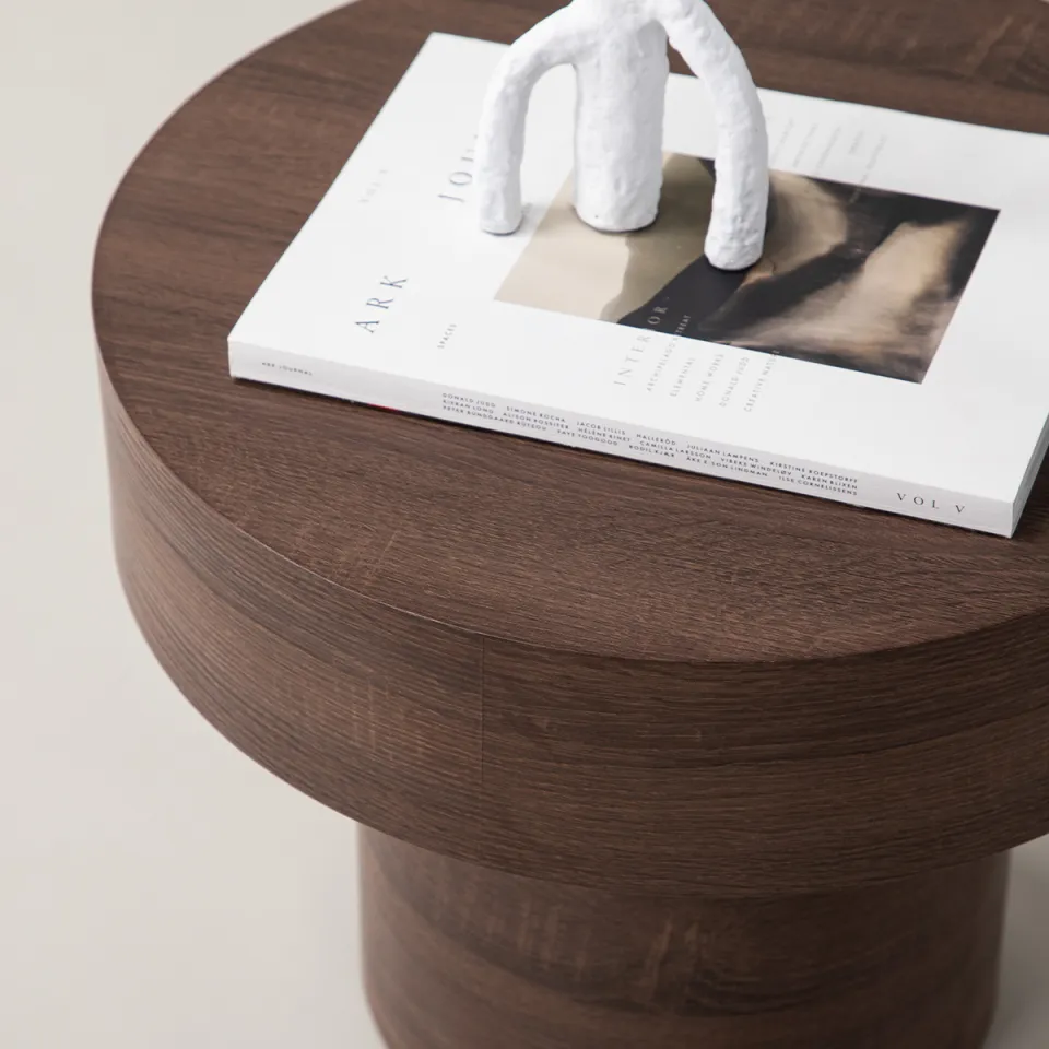 Nest living Manuel houten bijzettafel bruin - Ø 50 cm, foto 3