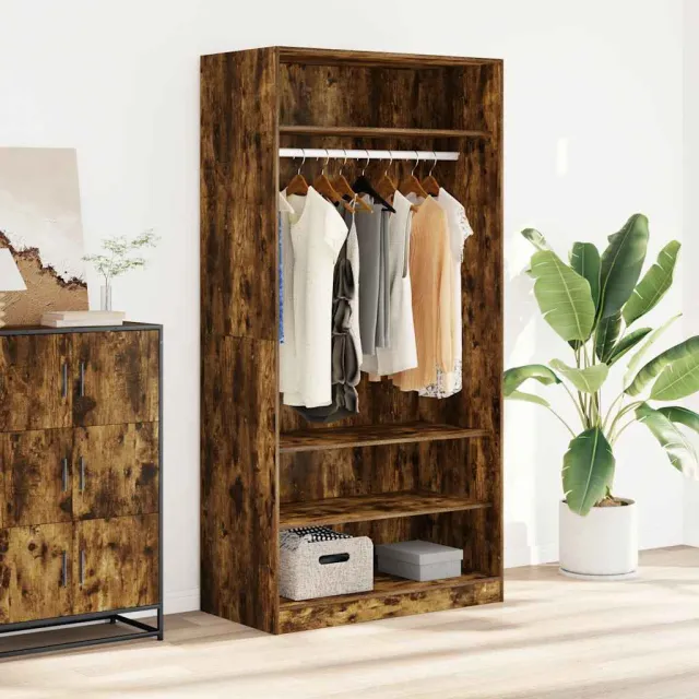 vidaXL Kledingkast 100x50x200 cm bewerkt hout gerookt eikenkleurig, foto 2