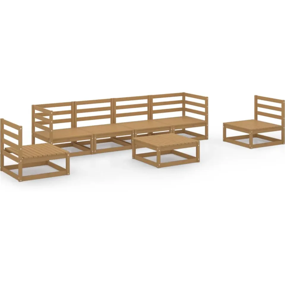 vidaXL 7-delige Loungeset massief grenenhout honingbruin bruin, foto 3