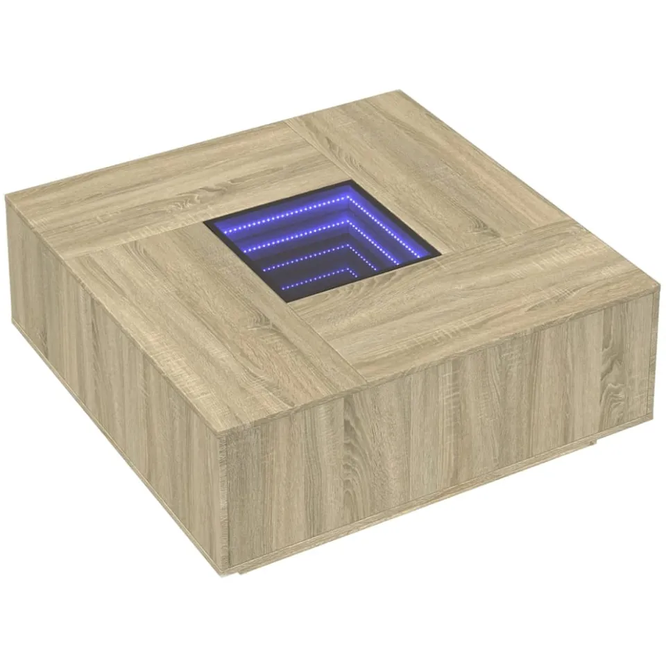 vidaXL Salontafel met Infinity LED 100x100x40 cm sonoma eikenkleurig, foto 4
