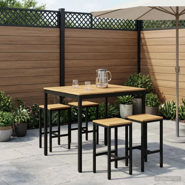 vidaXL Tuinbar Tafel NAARDEN Whitewash en zwart 110 x 108,5 x 105 cm, foto 2