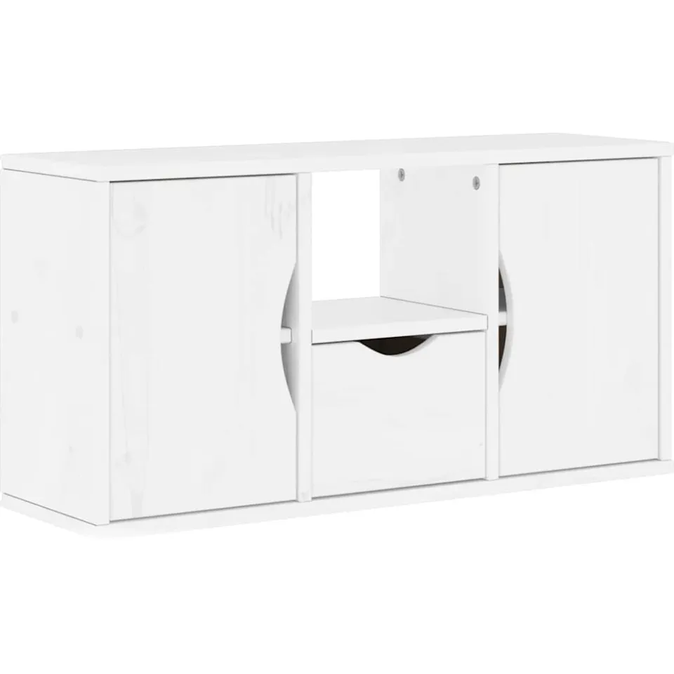 vidaXL Tv-meubel met lade ODDA 79x24x40 cm massief grenenhout wit, foto 3