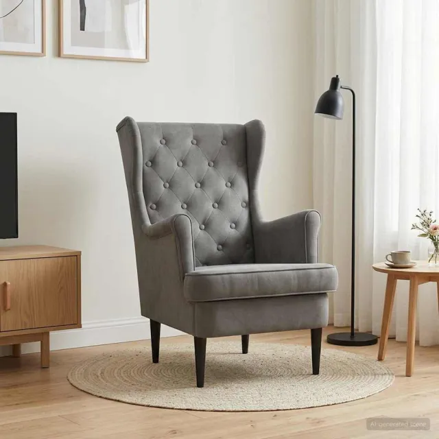 vidaXL Fauteuil Donkergrijs Fluweel