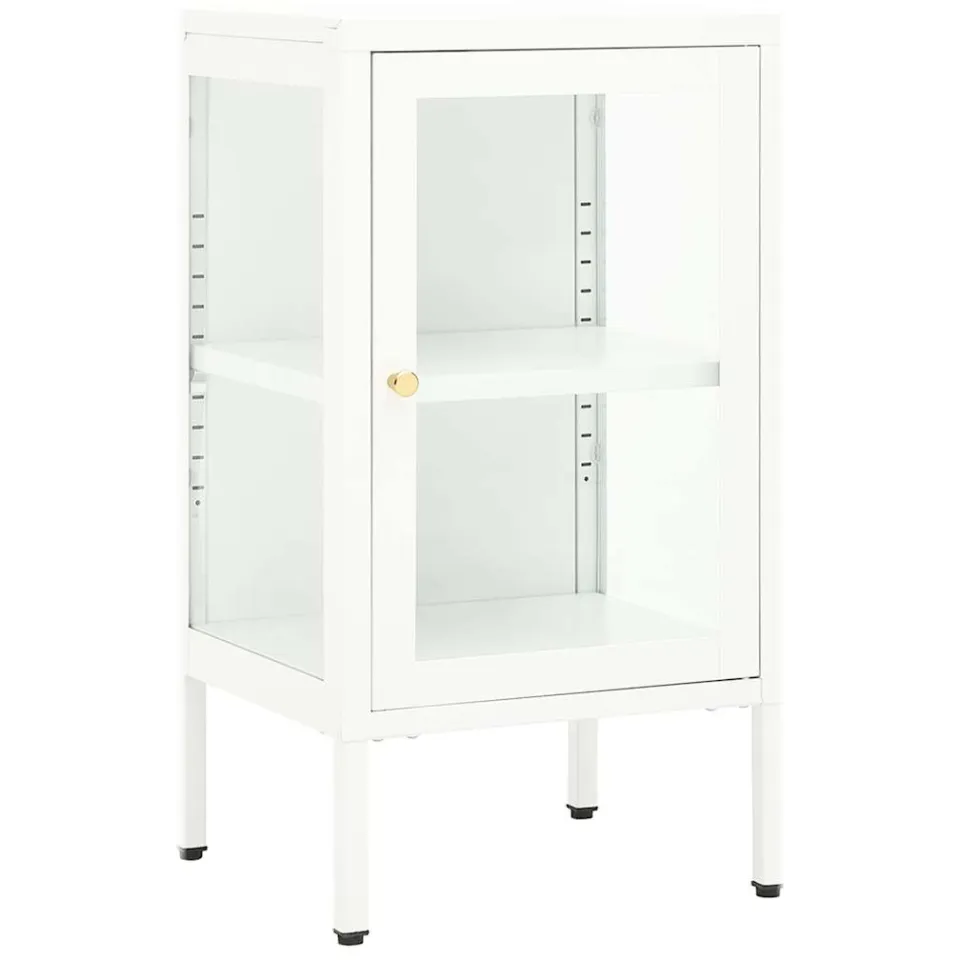 vidaXL Dressoir 38x35x70 cm metaal en glas wit, foto 3