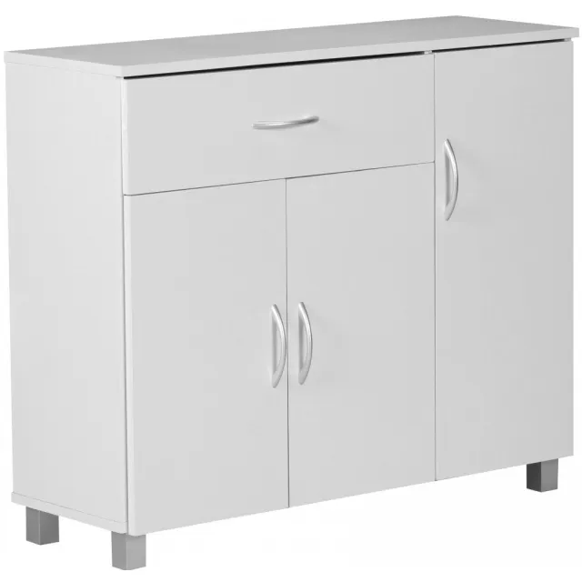 Wohnling dressoir JARRY mat wit lade 1 en 3 Doors 90 x 75 x 30 cm | Ontwerp commode | Pantry-vloer kast met handvatten