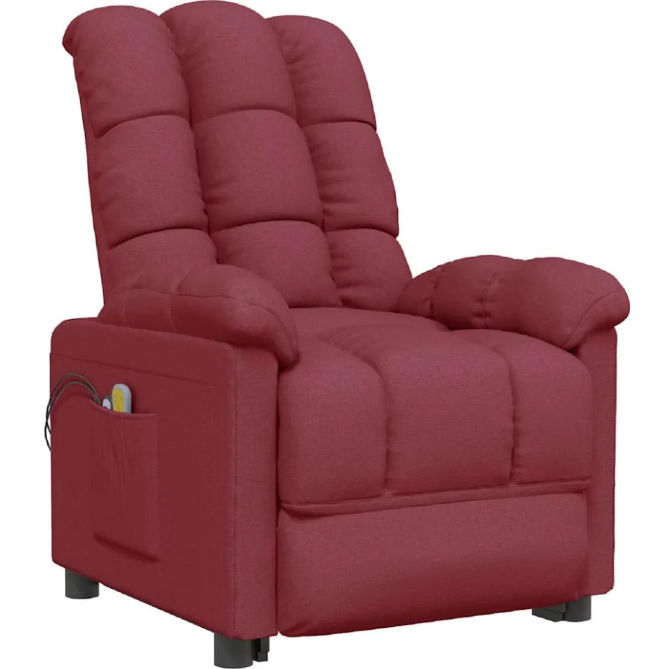 vidaXL Massagestoel elektrisch stof wijnrood, foto 3