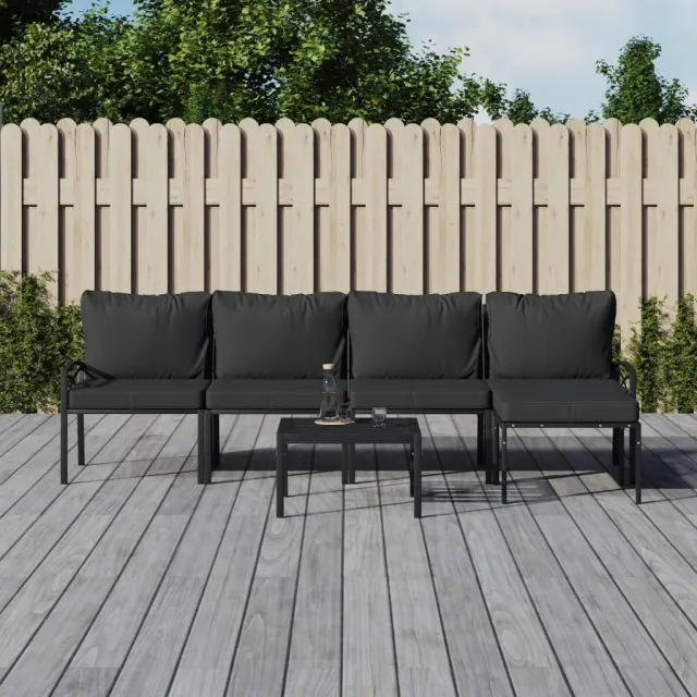 vidaXL 6-delige Loungeset met kussens staal grijs, foto 2