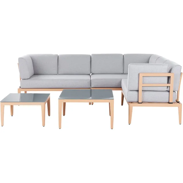 Beliani RIMA - Loungeset voor 6 - Lichtgrijs - Polyester