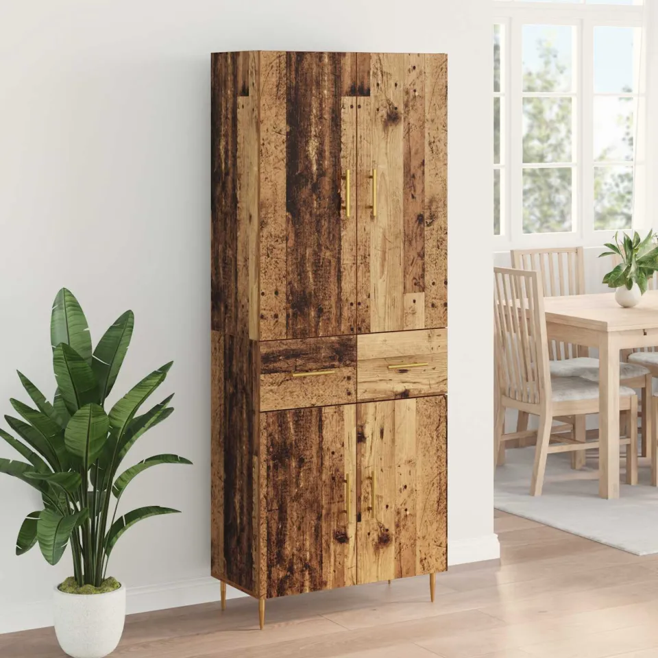 vidaXL Highboard Oud Hout 69,5 x 34 x 180 cm Bewerkt hout bruin, foto 4