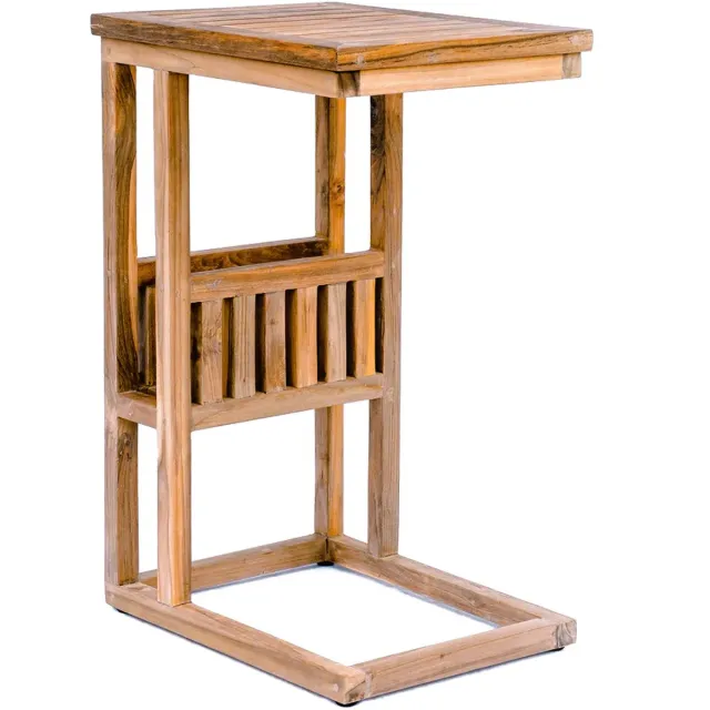 Home Java -Tuin Banktafeltje - Teak bijzet tafel - Handig in de tuin - Balkon - 30 x 40 cm Hoogte 60 cm Bruin