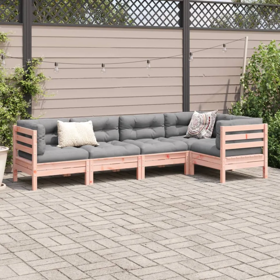 vidaXL 5-delige Loungeset met kussens massief douglas vurenhout bruin, foto 2