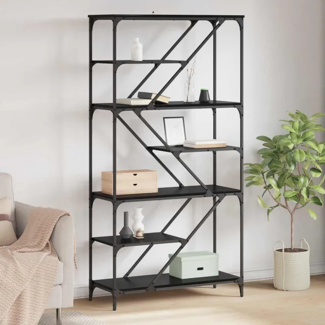 vidaXL Boekenkast 9-laags 91 x 36 x 176 cm Bewerkt hout Zwart Eiken, foto 2