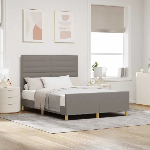 vidaXL Bedframe met hoofdeinde Taupe 140 x 190 cm Stof