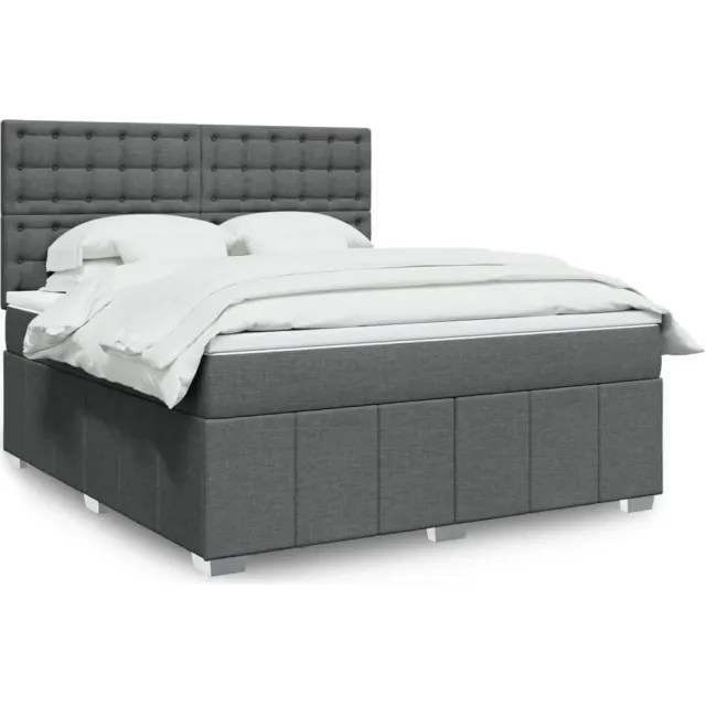 vidaXL Boxspring met matras stof donkergrijs 180x200 cm grijs