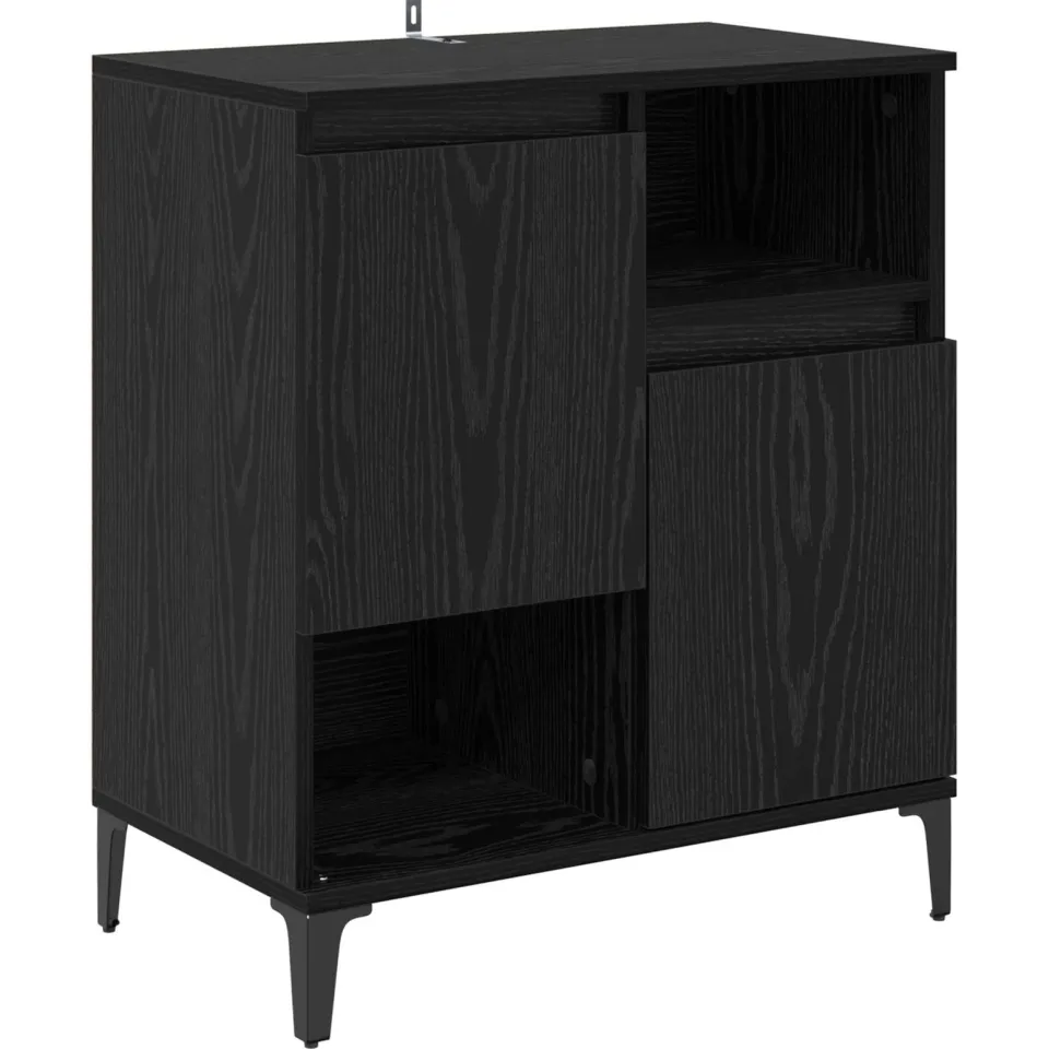 vidaXL Dressoir Zwart Eiken 60 x 35 x 70 cm Bewerkt hout, foto 3