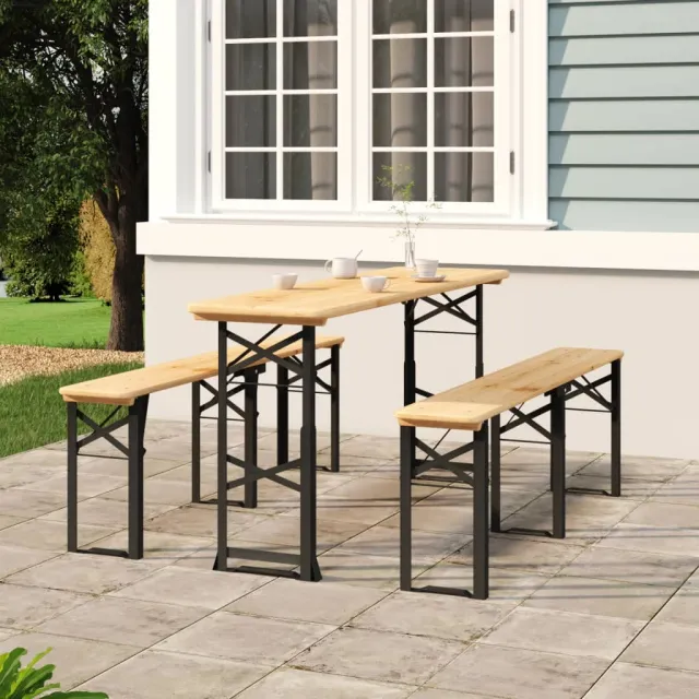 vidaXL Biertafel inklapbaar 170x50x75/105 cm massief vurenhout Bruin