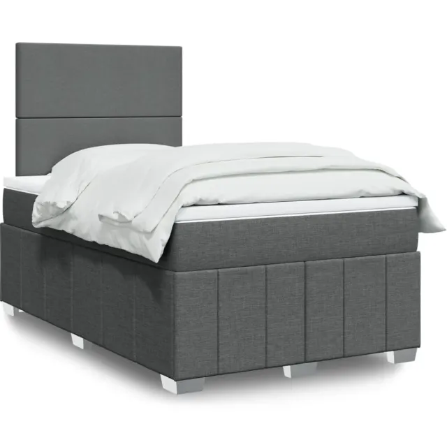 vidaXL Boxspring met matras stof donkergrijs 120x190 cm grijs