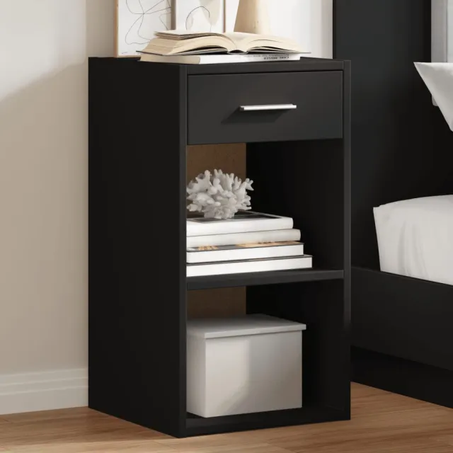vidaXL Nachtkastjes 2 st 35x34x65 cm bewerkt hout zwart, foto 2