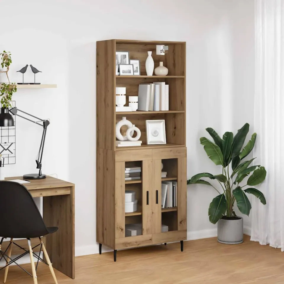 vidaXL Hoge kast 2 st Artisan Eiken 69,5 x 32,5 x 180 cm Bewerkt hout, foto 3